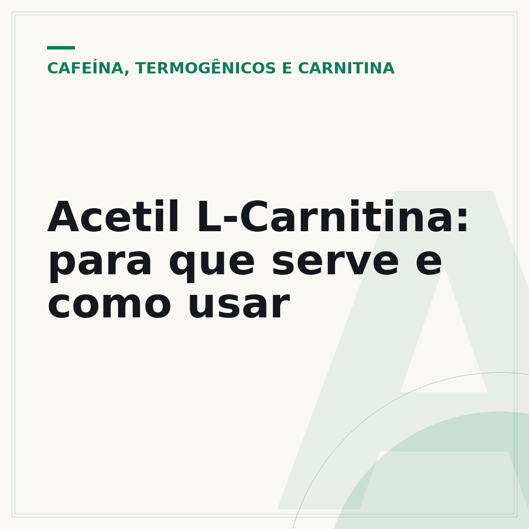 Acetil L-Carnitina: para que serve e como usar