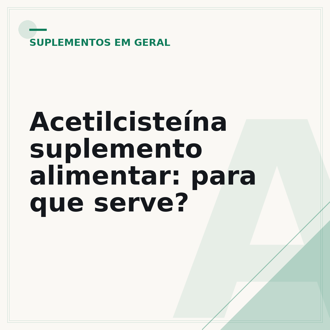 Acetilcisteína suplemento alimentar: para que serve?