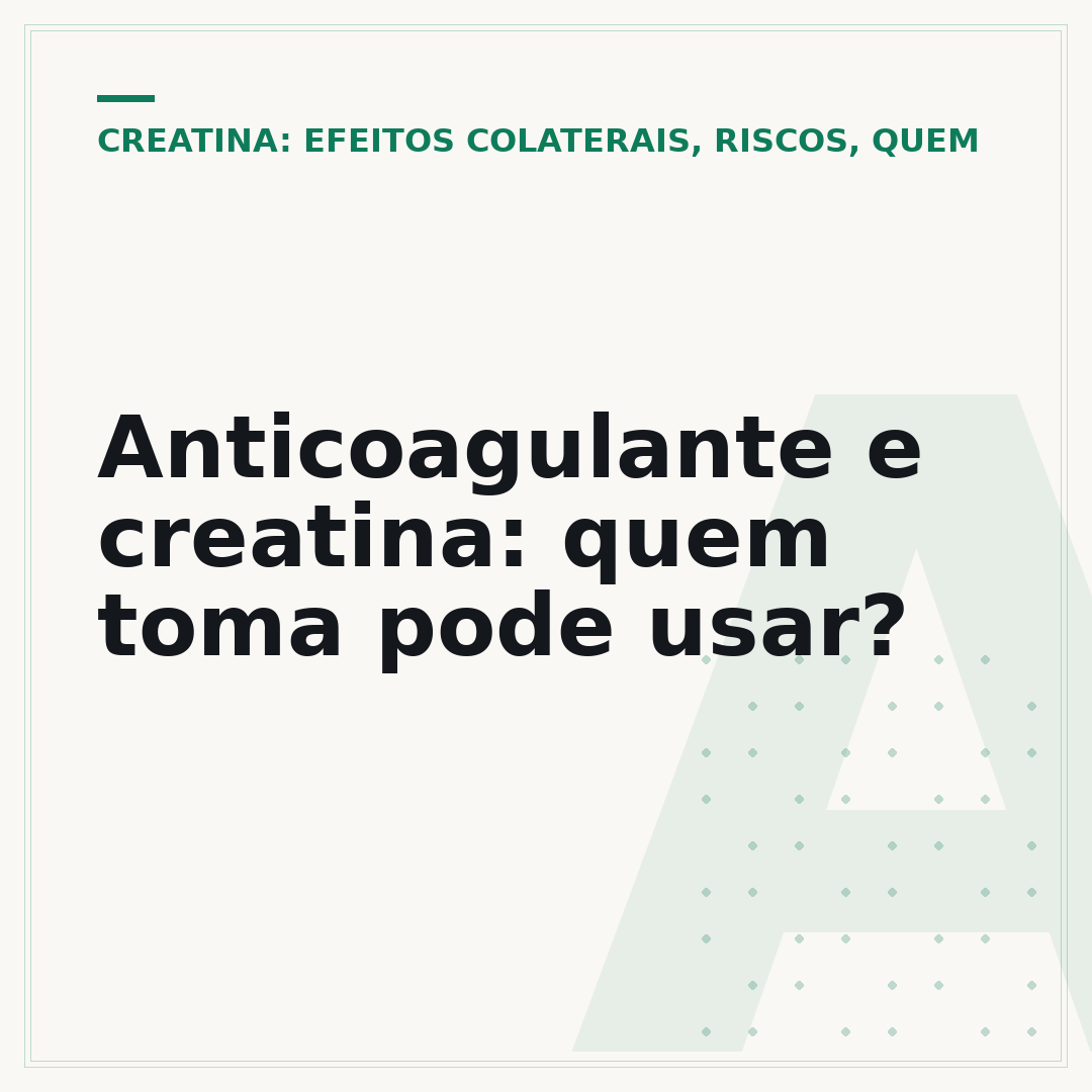 Anticoagulante e creatina: quem toma pode usar?