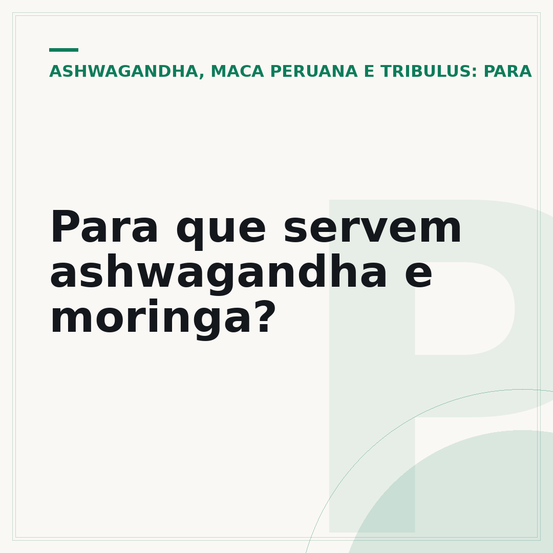 Para que servem ashwagandha e moringa?