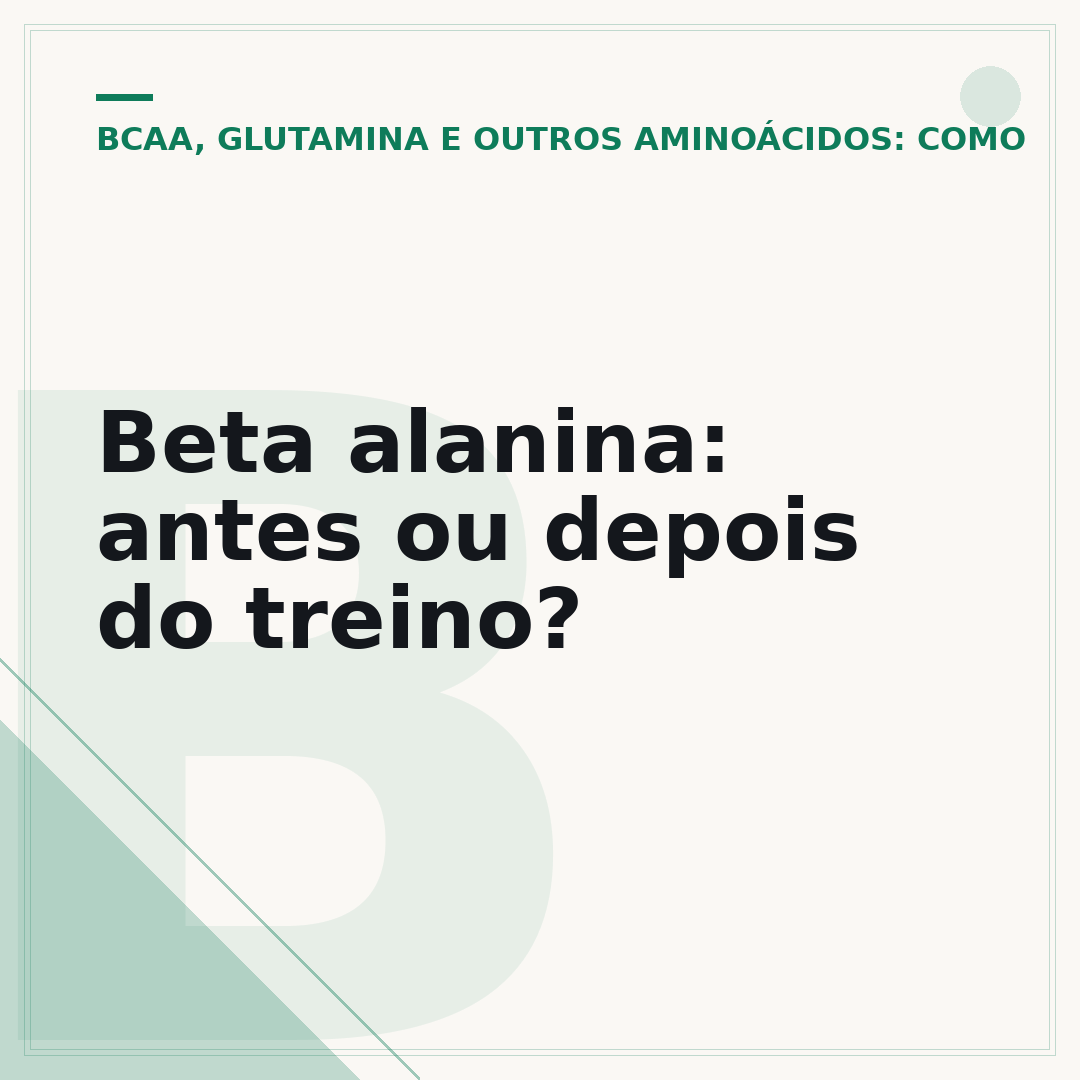 Beta alanina: antes ou depois do treino?