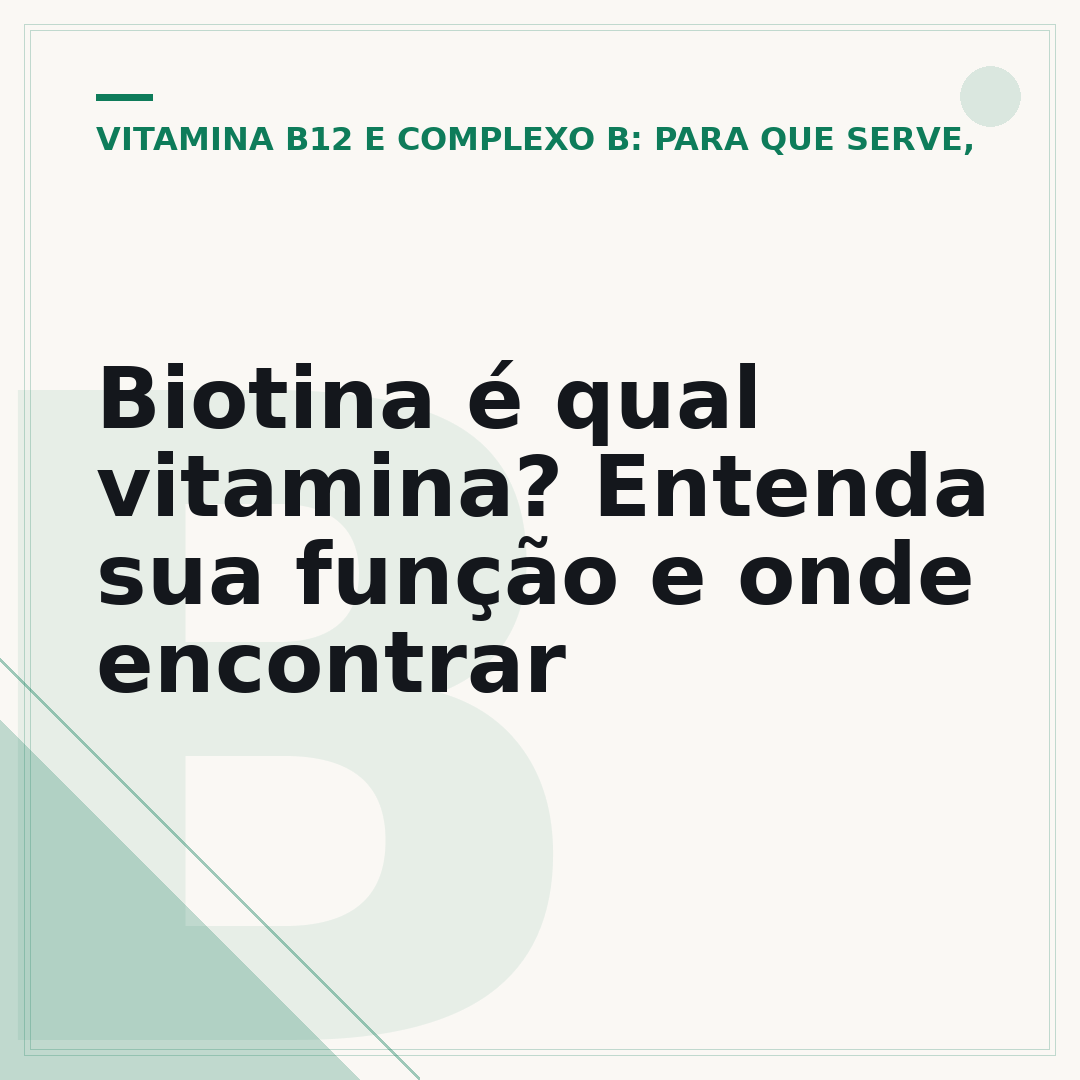Biotina é qual vitamina? Entenda sua função e onde encontrar