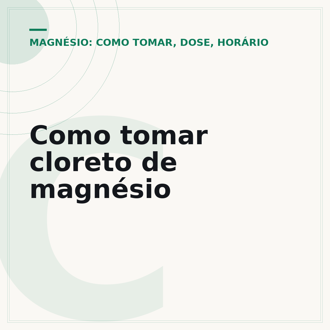 Como tomar cloreto de magnésio