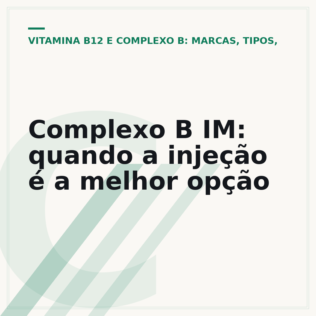 Complexo B IM: quando a injeção é a melhor opção