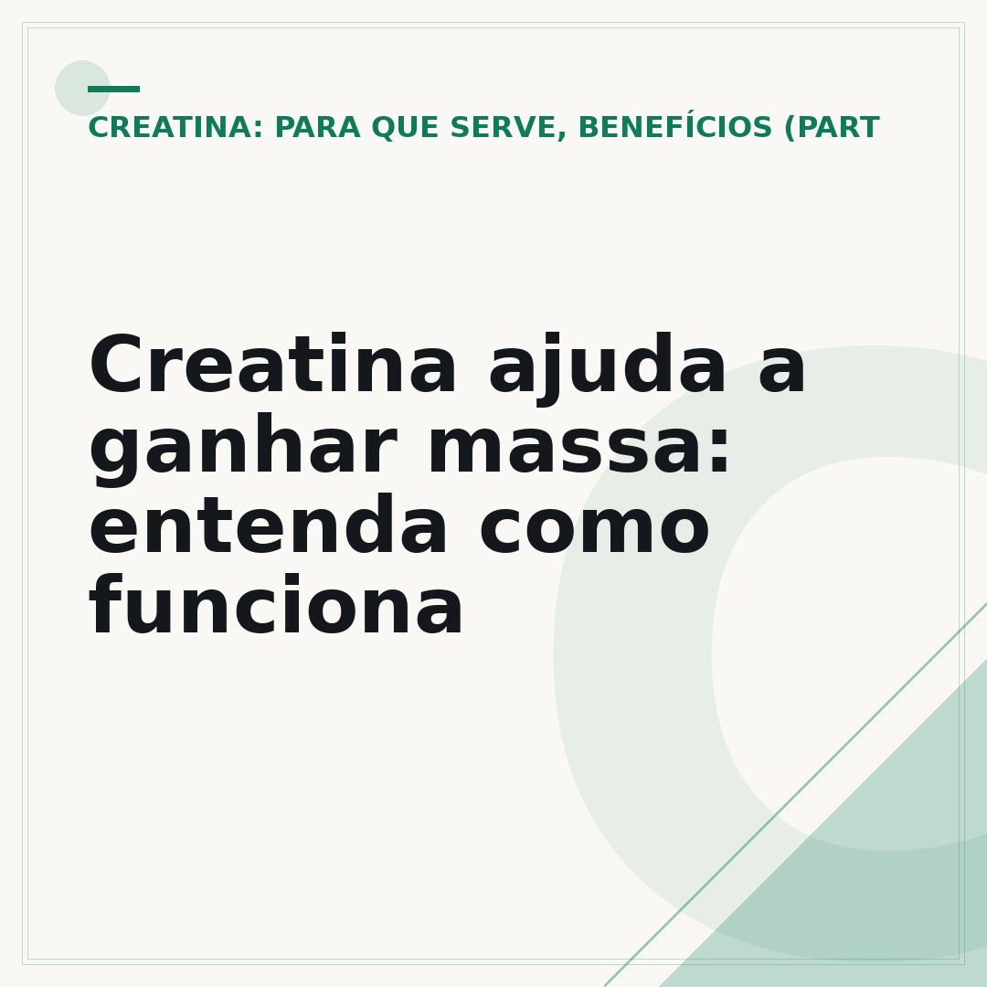 Creatina ajuda a ganhar massa: entenda como funciona