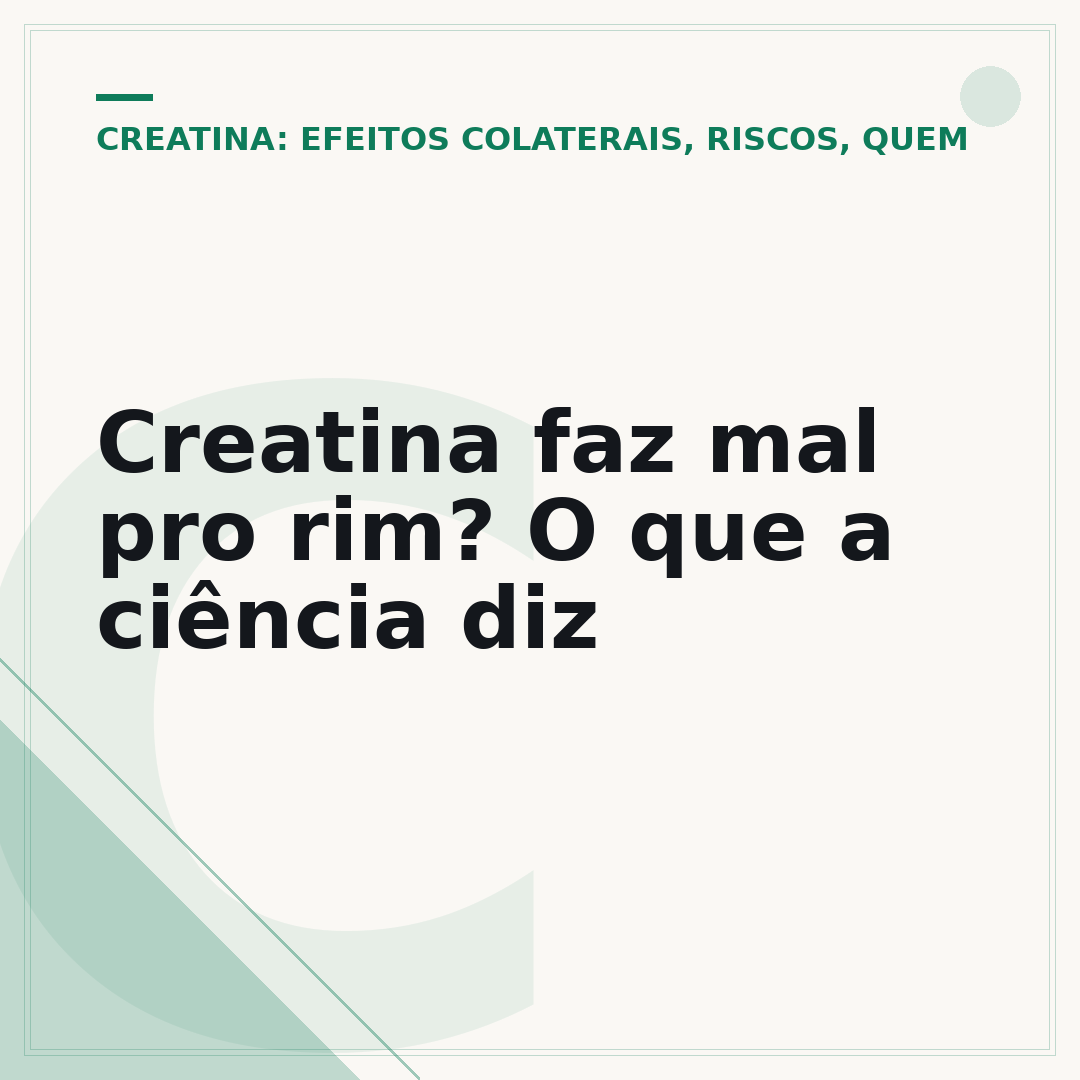 Creatina faz mal pro rim? O que a ciência diz