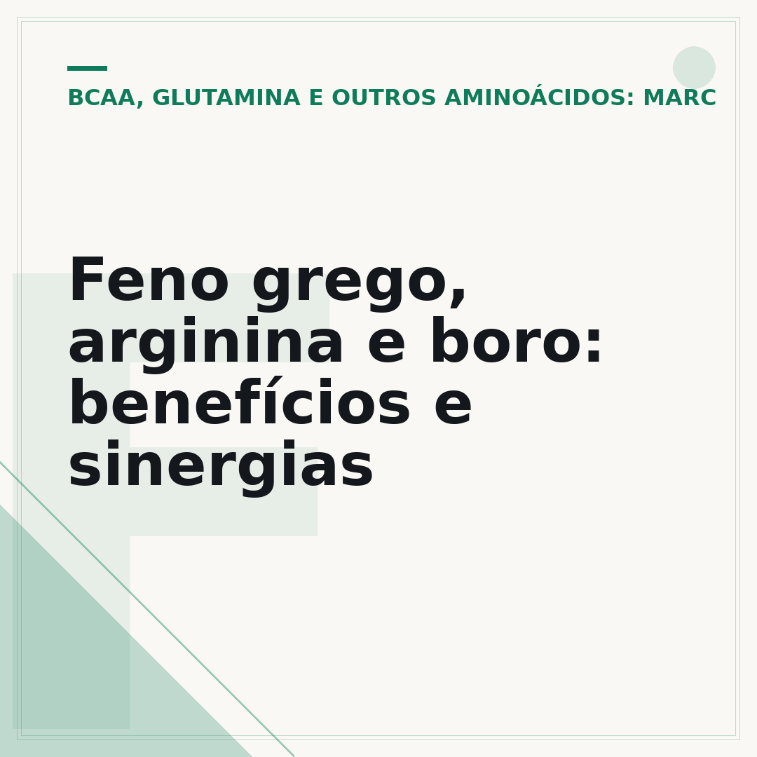 Feno grego, arginina e boro: benefícios e sinergias