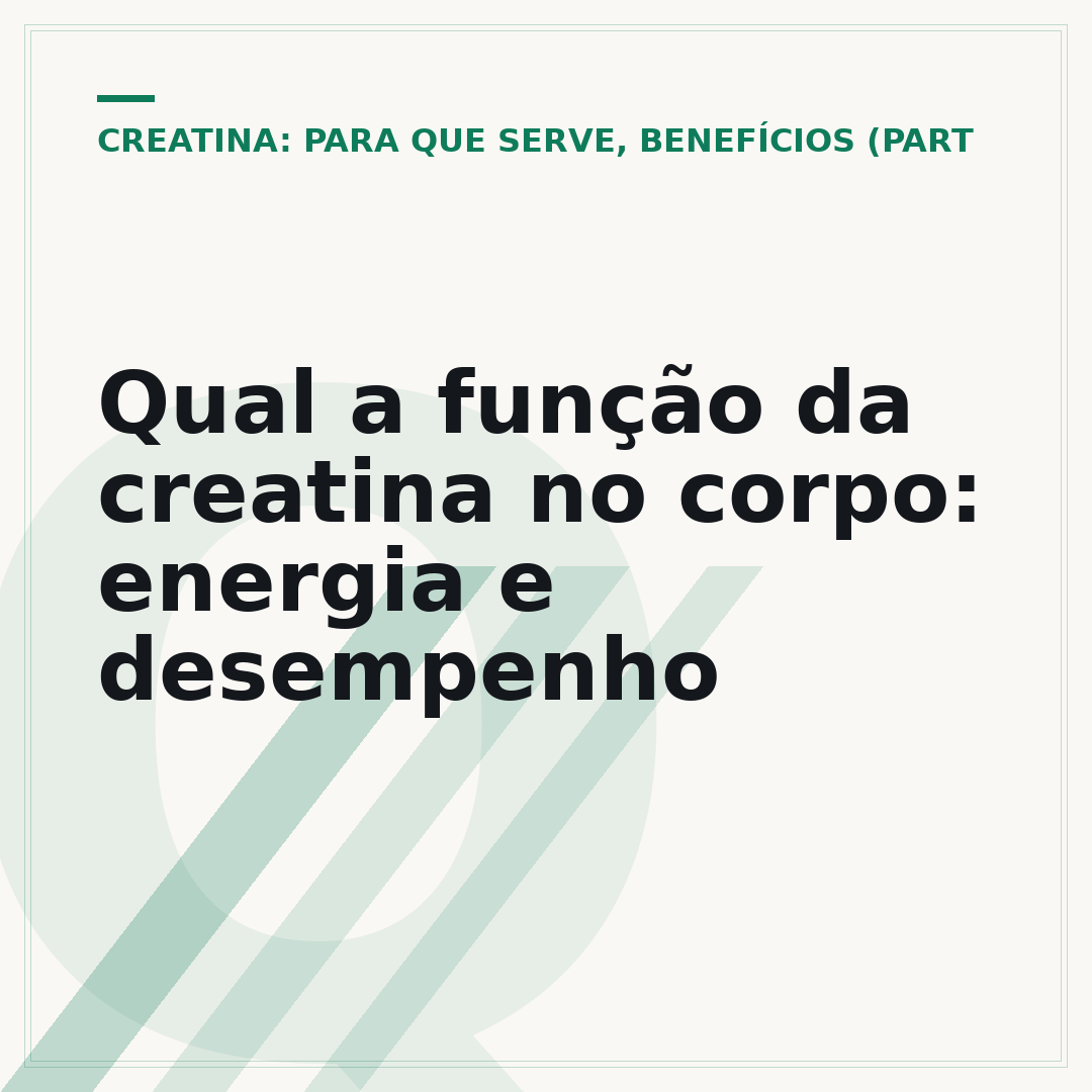 Qual a função da creatina no corpo: energia e desempenho