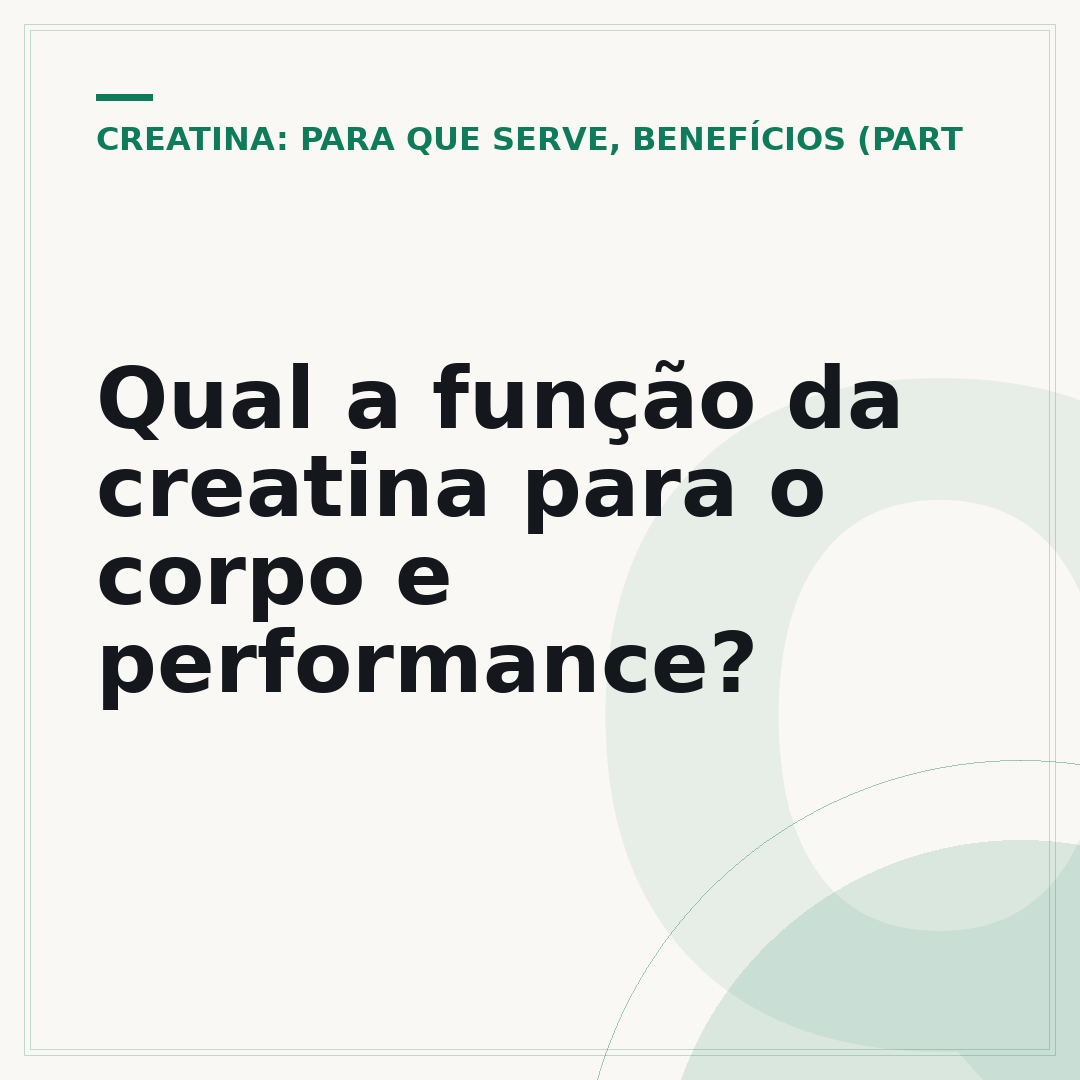 Qual a função da creatina para o corpo e performance?