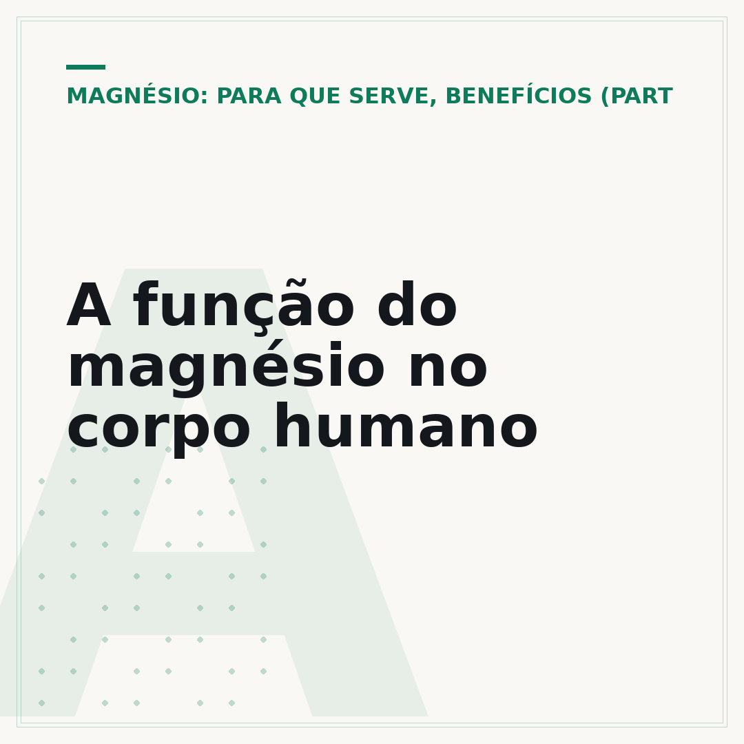 A função do magnésio no corpo humano