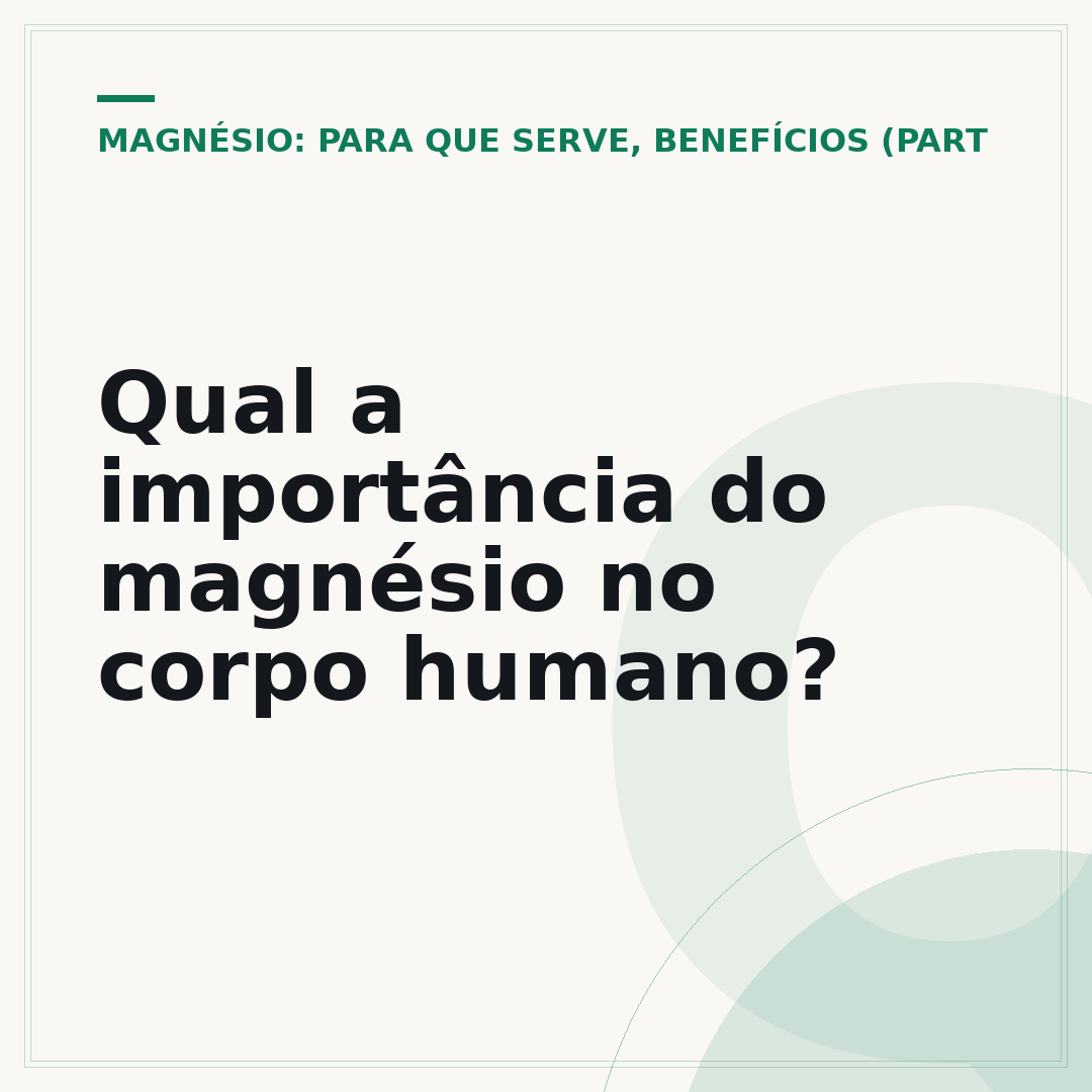 Qual a importância do magnésio no corpo humano?