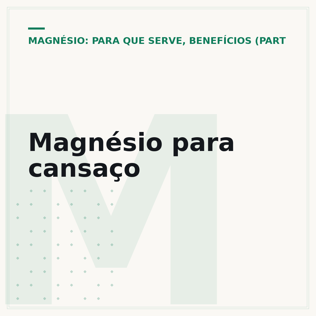 Magnésio para cansaço