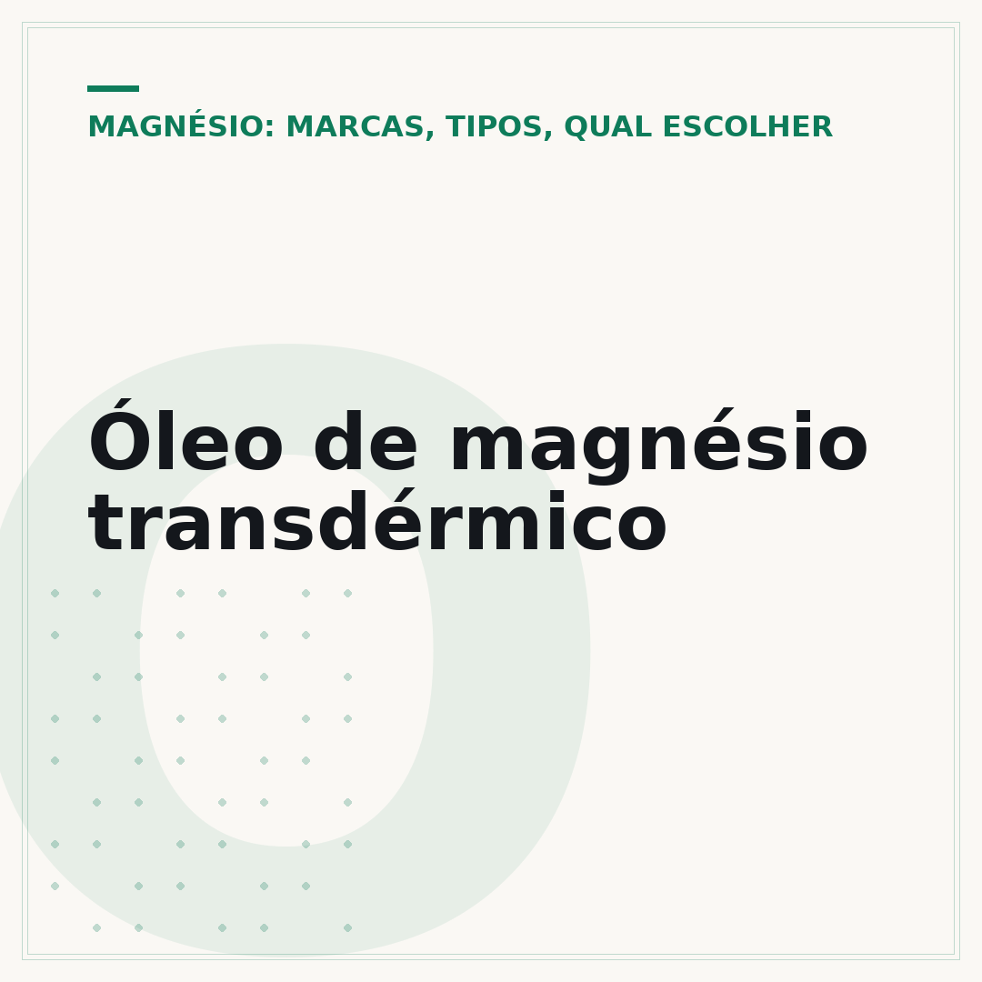 Óleo de magnésio transdérmico