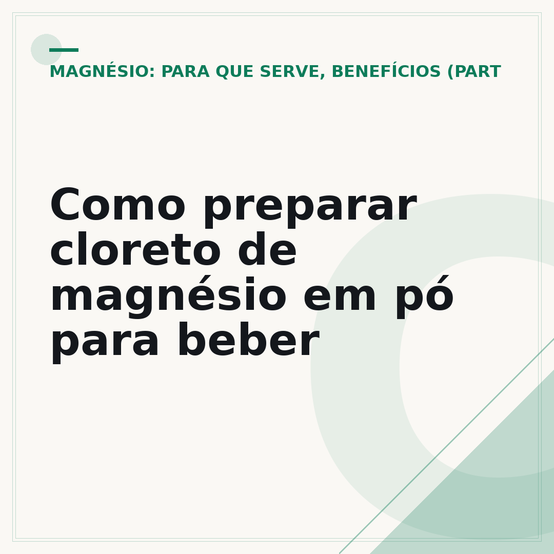 Como preparar cloreto de magnésio em pó para beber