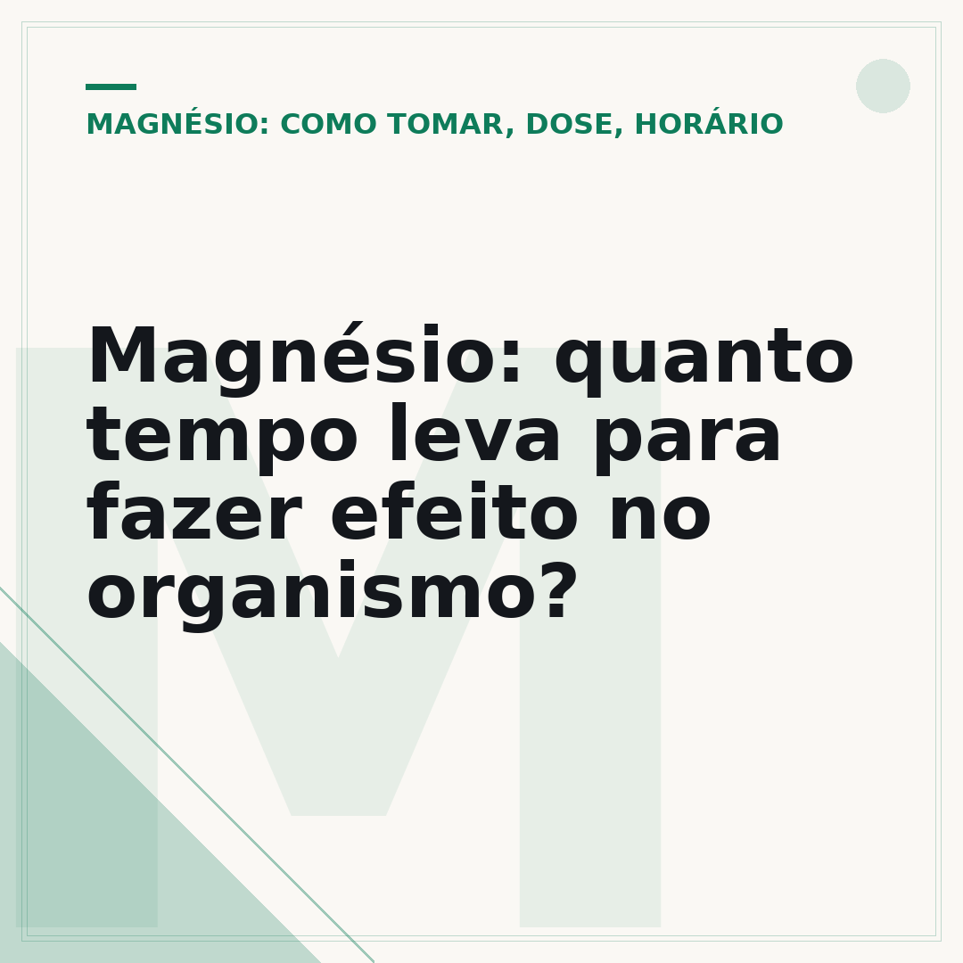Magnésio: quanto tempo leva para fazer efeito no organismo?