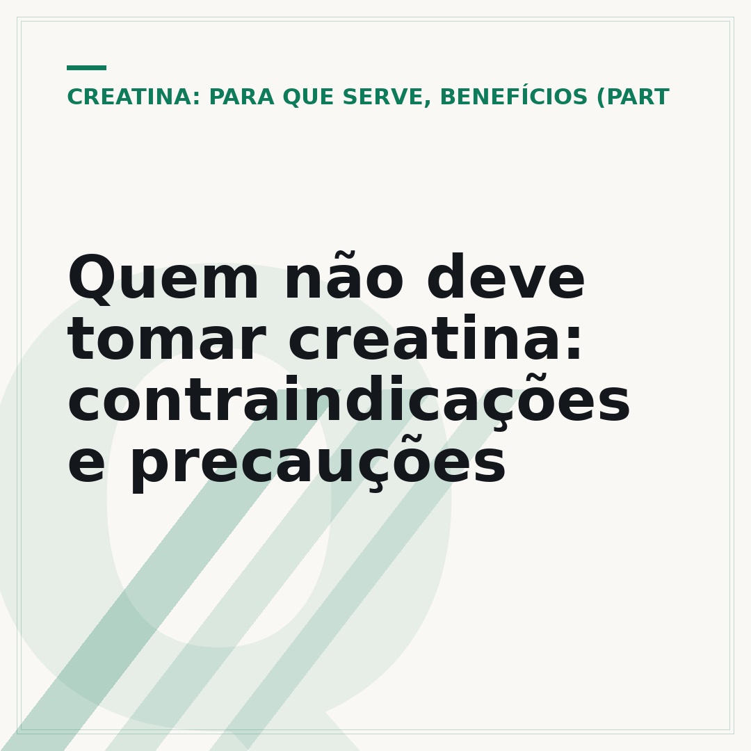 Quem não deve tomar creatina: contraindicações e precauções