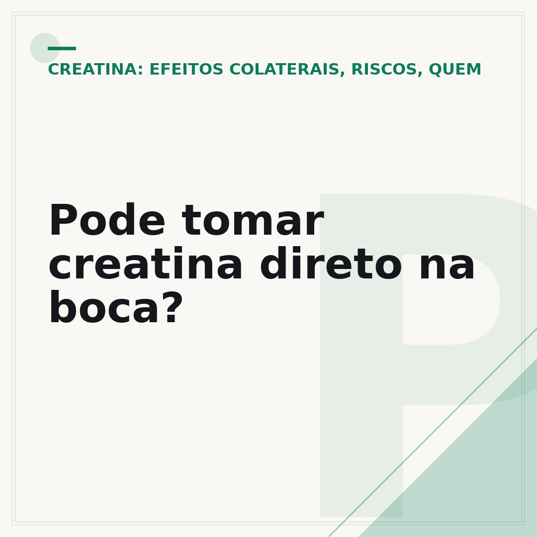 Pode tomar creatina direto na boca?